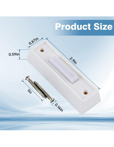 Botón de timbre LED Abvsdu cuadrado blanco con cable