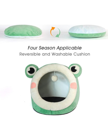 Cama para Gato Jiupety Igloo Terciopelo Rana Verde L Cama para Gato Jiupety Igloo Terciopelo Rana Verde L