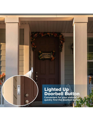 Botón de timbre LED Abvsdu cuadrado blanco con cable