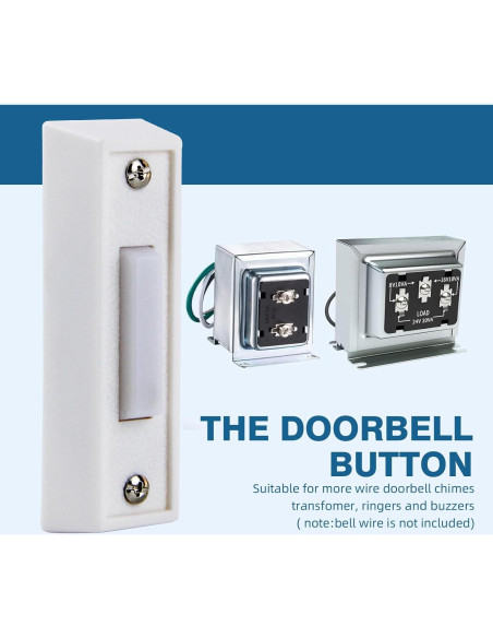 Botón de timbre LED Abvsdu cuadrado blanco con cable