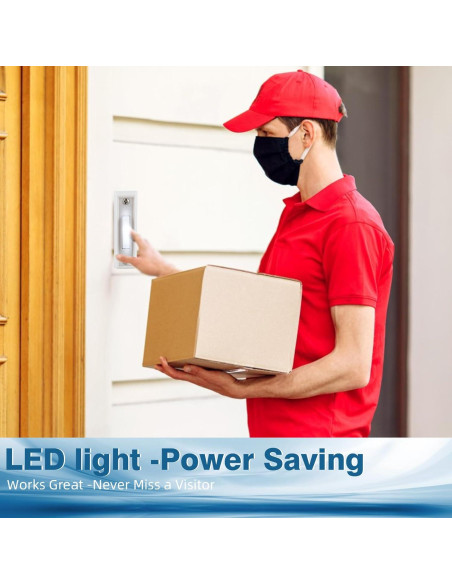 Botón de timbre LED Abvsdu cuadrado blanco con cable