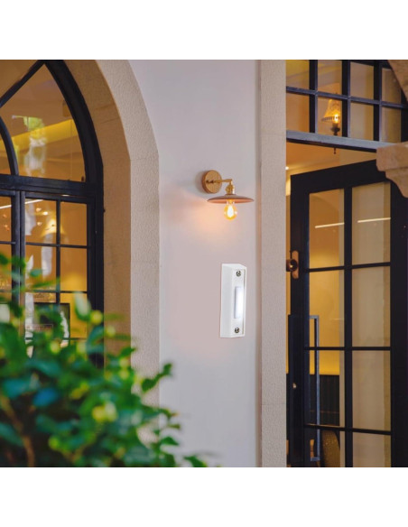 Botón de timbre LED Abvsdu cuadrado blanco con cable