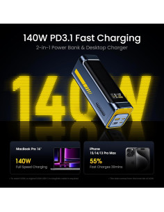 Banco de Energía AOHI 40000mAh Carga Rápida 140W Gris 2