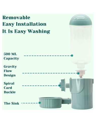 Botella de Agua Automática Hamiledyi 500ml para Conejos y Chinchillas