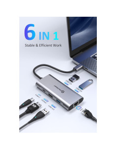 UtechSmart Hub USB C 6 en 1 HDMI 4K Ethernet 100W 2