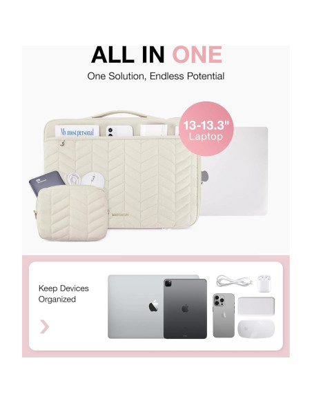 BAGSMART Funda para Laptop 36cm Beige Acolchada 13-14"