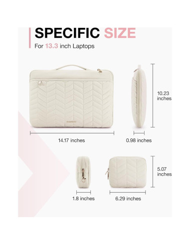 BAGSMART Funda para Laptop 36cm Beige Acolchada 13-14"