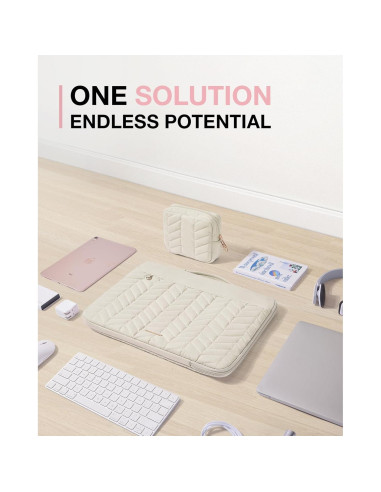 BAGSMART Funda para Laptop 36cm Beige Acolchada 13-14"