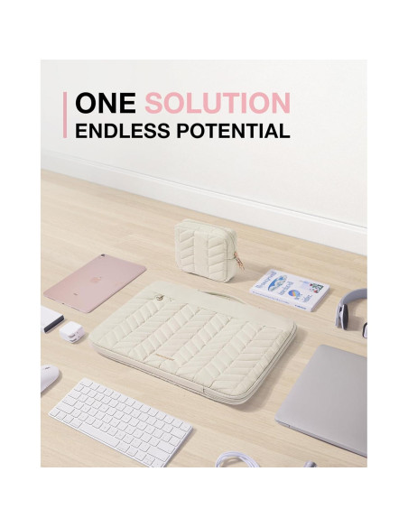 BAGSMART Funda para Laptop 36cm Beige Acolchada 13-14"