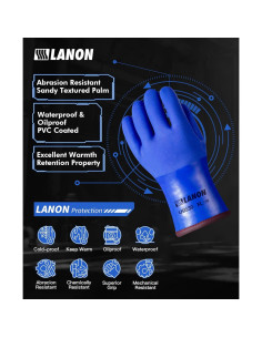 Guantes de Trabajo LANON PVC Impermeables XL Antideslizantes 2