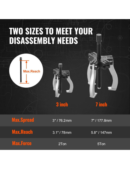 Juego de Extractores VEVOR 2 Piezas 7,62 y 17,78 cm