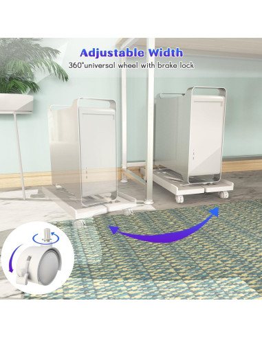 Soporte Móvil Ajustable Qcdou para Torre de PC - Blanco