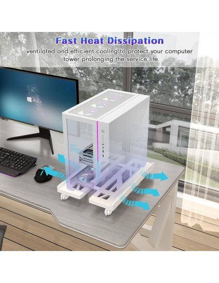 Soporte Móvil Ajustable Qcdou para Torre de PC - Blanco