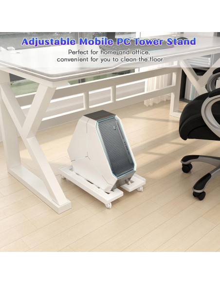 Soporte Móvil Ajustable Qcdou para Torre de PC - Blanco