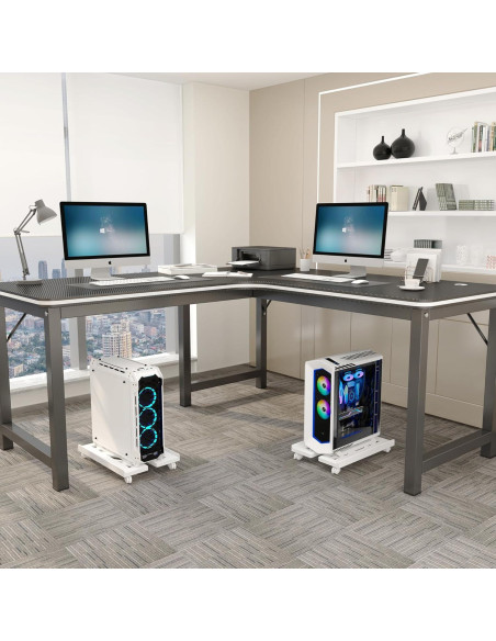 Soporte Móvil Ajustable Qcdou para Torre de PC - Blanco