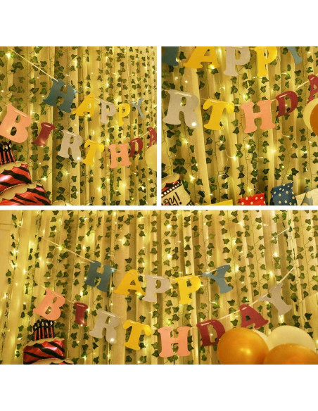 KASZOO Guirnalda de Hiedra Artificial con 240 Luces LED 2m