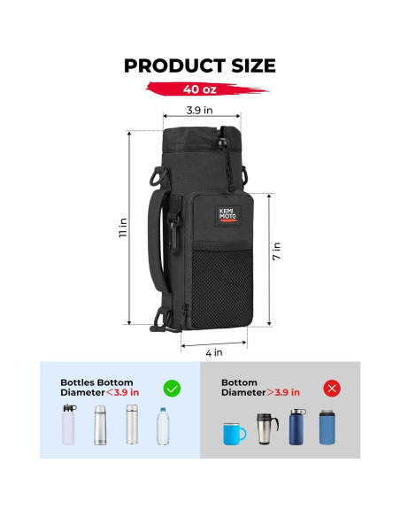 KEMIMOTO Transportador de Botellas de Agua 1,18 L Negro