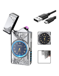 Encendedor Eléctrico RSBYE HFCLOCK Doble Arco USB Plata Águila