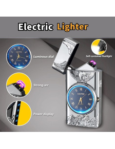 Encendedor Eléctrico RSBYE HFCLOCK Doble Arco USB Plata Águila 2