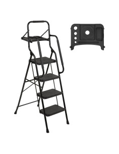 Escalera de 4 peldaños WiberWi con bandeja y barandillas