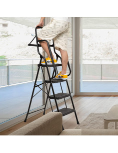 Escalera de 4 peldaños WiberWi con bandeja y barandillas 2