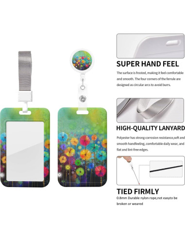 Porta Credencial EOBKLAX Acuarela Floral con Clip Retráctil