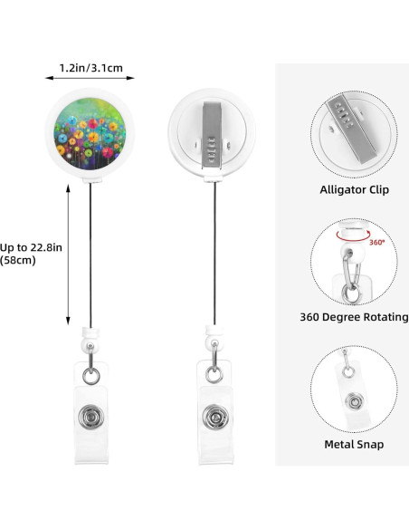 Porta Credencial EOBKLAX Acuarela Floral con Clip Retráctil Porta Credencial EOBKLAX Acuarela Floral con Clip Retráctil