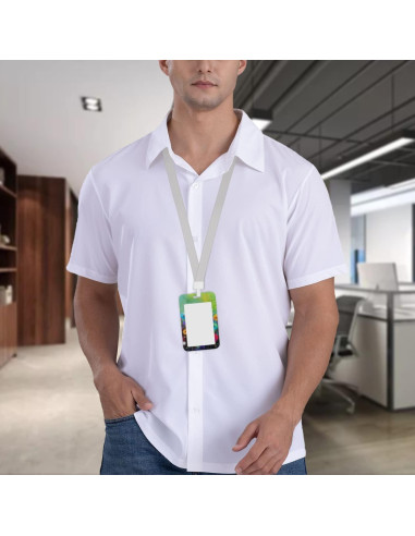 Porta Credencial EOBKLAX Acuarela Floral con Clip Retráctil