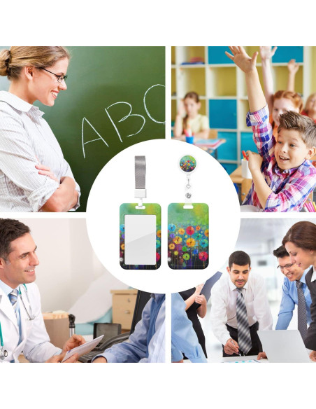 Porta Credencial EOBKLAX Acuarela Floral con Clip Retráctil Porta Credencial EOBKLAX Acuarela Floral con Clip Retráctil