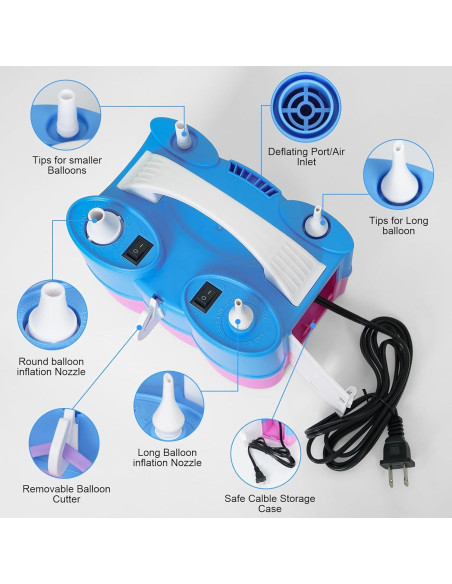 Bomba de aire eléctrica Dagelar 3-en-1 para globos 110V