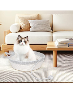 Cesta para Gatos WEAVELYRICS Mediana Gris y Blanco 2