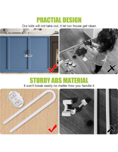 6 Cerraduras de Seguridad para Gabinetes ANLEMIN Blancas Ajustables 2
