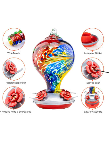 Alimentador de Colibrí de Vidrio Muse Garden - 2 Paquete