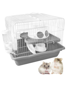 Jaula para Hámster Enano PINVNBY 35x26x28cm Gris con Accesorios