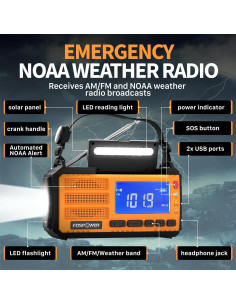 Radio Meteorológico FosPower D8 con Carga Solar y USB 2