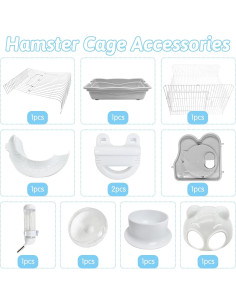 Jaula para Hámster Enano PINVNBY 35x26x28cm Gris con Accesorios 2