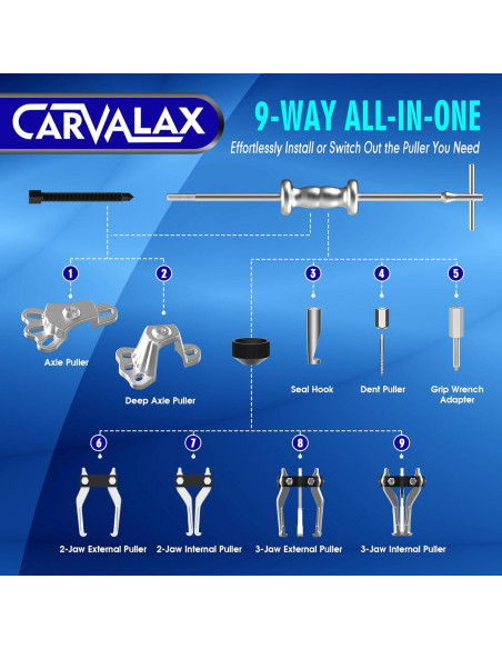 Juego de Extractores de Martillo Deslizante CARVALAX 20 Pzas