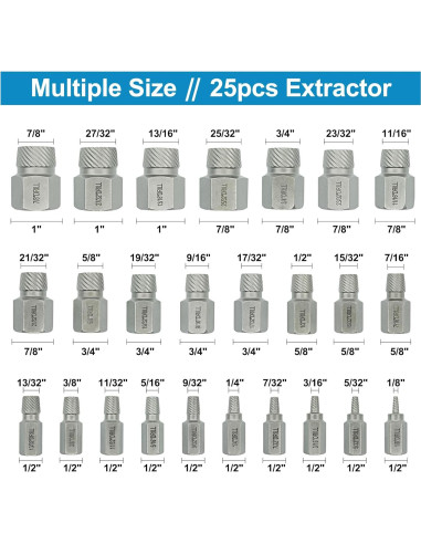 Kit de Extractores de Tornillos 25 Piezas GMTOOLS Hexagonal