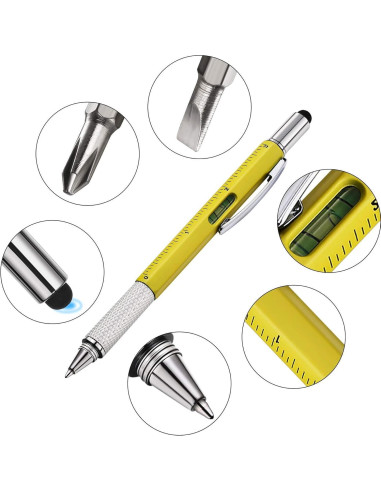 Bolígrafo Multifuncional DUNBONG 6 en 1 Metal Amarillo