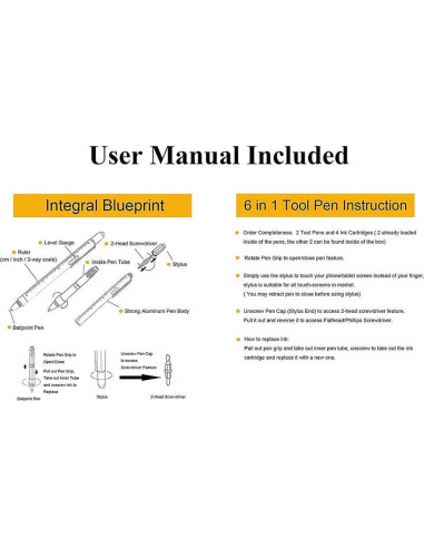 Bolígrafo Multifuncional DUNBONG 6 en 1 Metal Amarillo