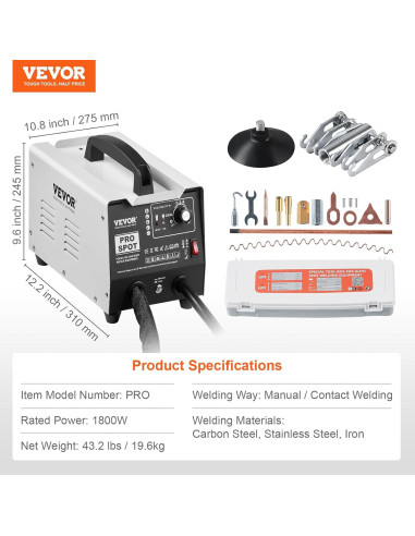 Kit de Reparación de Abolladuras VEVOR 1.8KW 220V 7 Modos