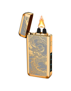 Encendedor Eléctrico YOZWOO Doble Arco Recargable Dragón Dorado