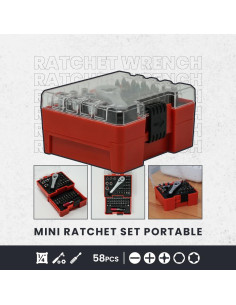 Juego de Llaves de Carraca Mini GENÉRICO 58 Piezas S2 2