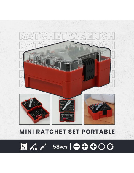 Juego de Llaves de Carraca Mini GENÉRICO 58 Piezas S2