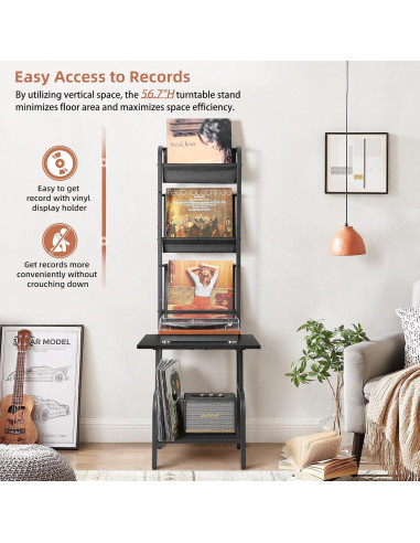 Soporte para Tocadiscos Tewinko con Almacenamiento para 200 Vinilos