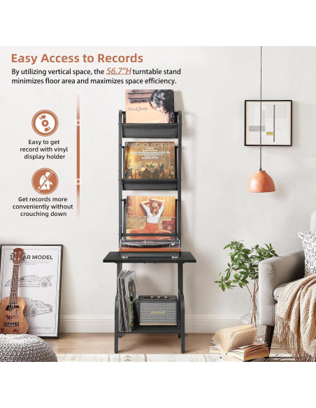 Soporte para Tocadiscos Tewinko con Almacenamiento para 200 Vinilos