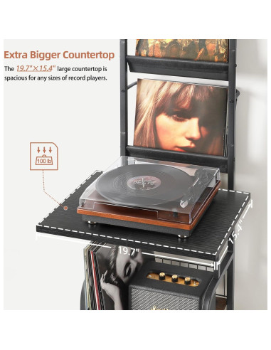 Soporte para Tocadiscos Tewinko con Almacenamiento para 200 Vinilos