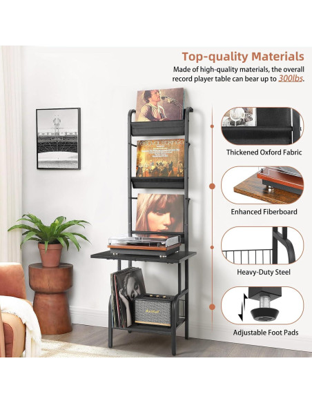 Soporte para Tocadiscos Tewinko con Almacenamiento para 200 Vinilos