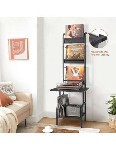 Soporte para Tocadiscos Tewinko con Almacenamiento para 200 Vinilos