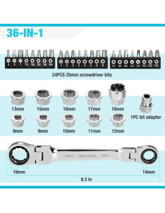Juego de Llaves de Carraca y Destornilladores Duratech 36 en 1 2